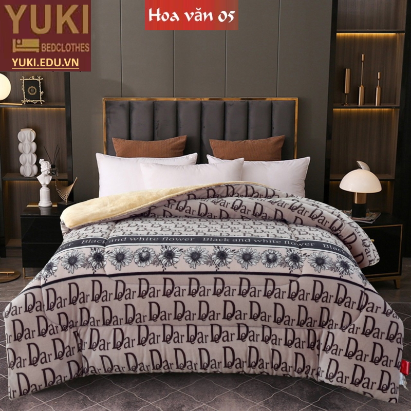 Chăn lông cừu Nhật Yuki Sanding hoa văn 05