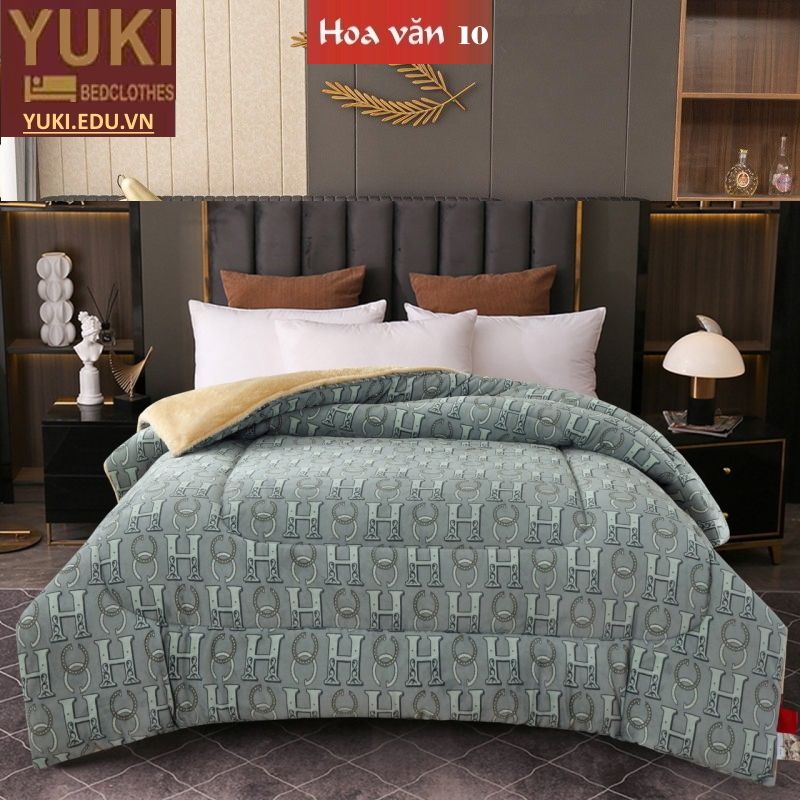 Chăn lông cừu Nhật Yuki Sanding hoa văn 10