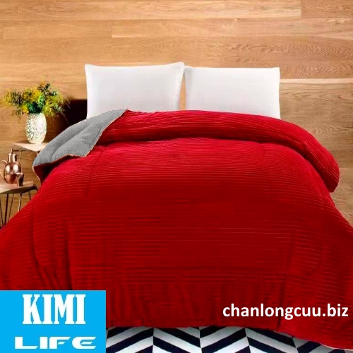 chăn lông cừu queen màu đỏ tươi kimi life