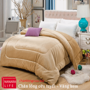 chăn lông cừu tuyết Nanara Life nhật bản màu vàng kem