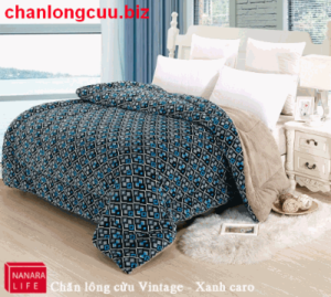 Chăn lông cừu Vintage Xanh Caro Nanara nhật bản